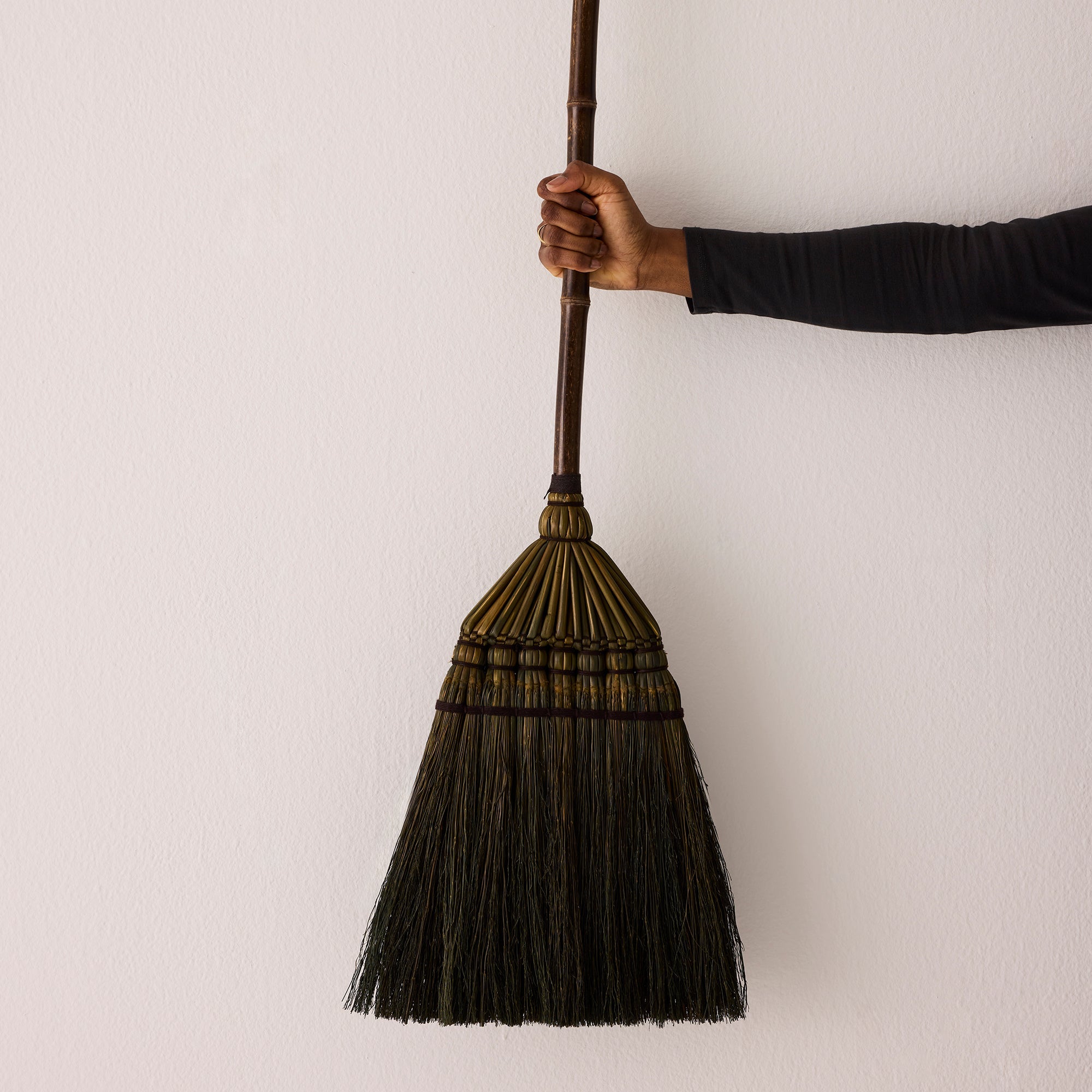 Bamboo Handle Broom - Brown & Black