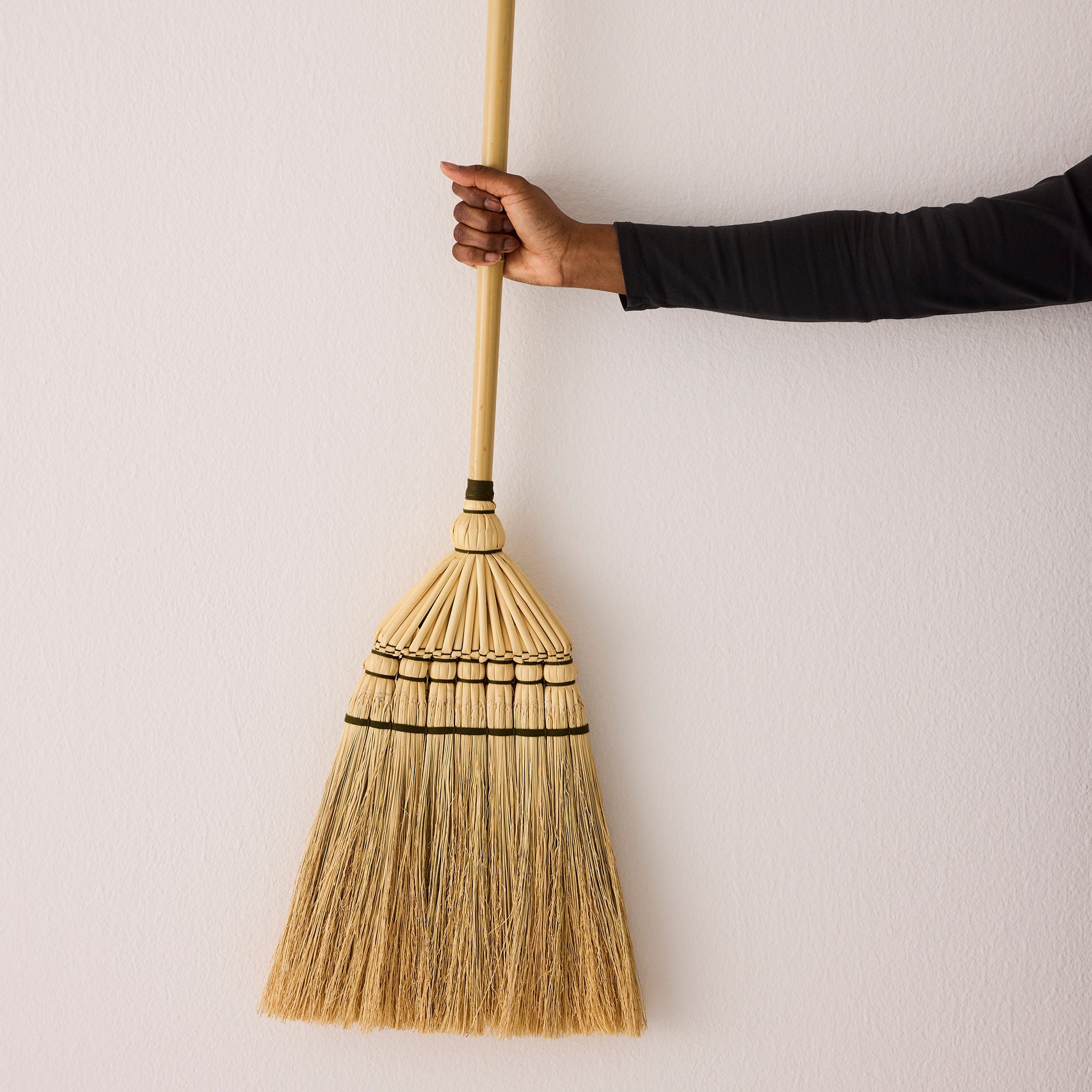 Bamboo Handle Broom - Natural & Olive