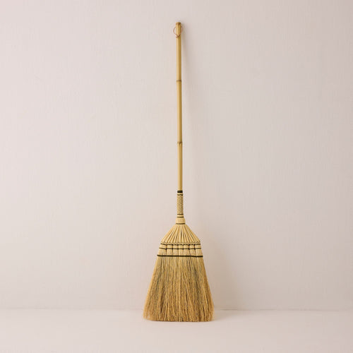 Bamboo Handle Broom - Natural & Olive