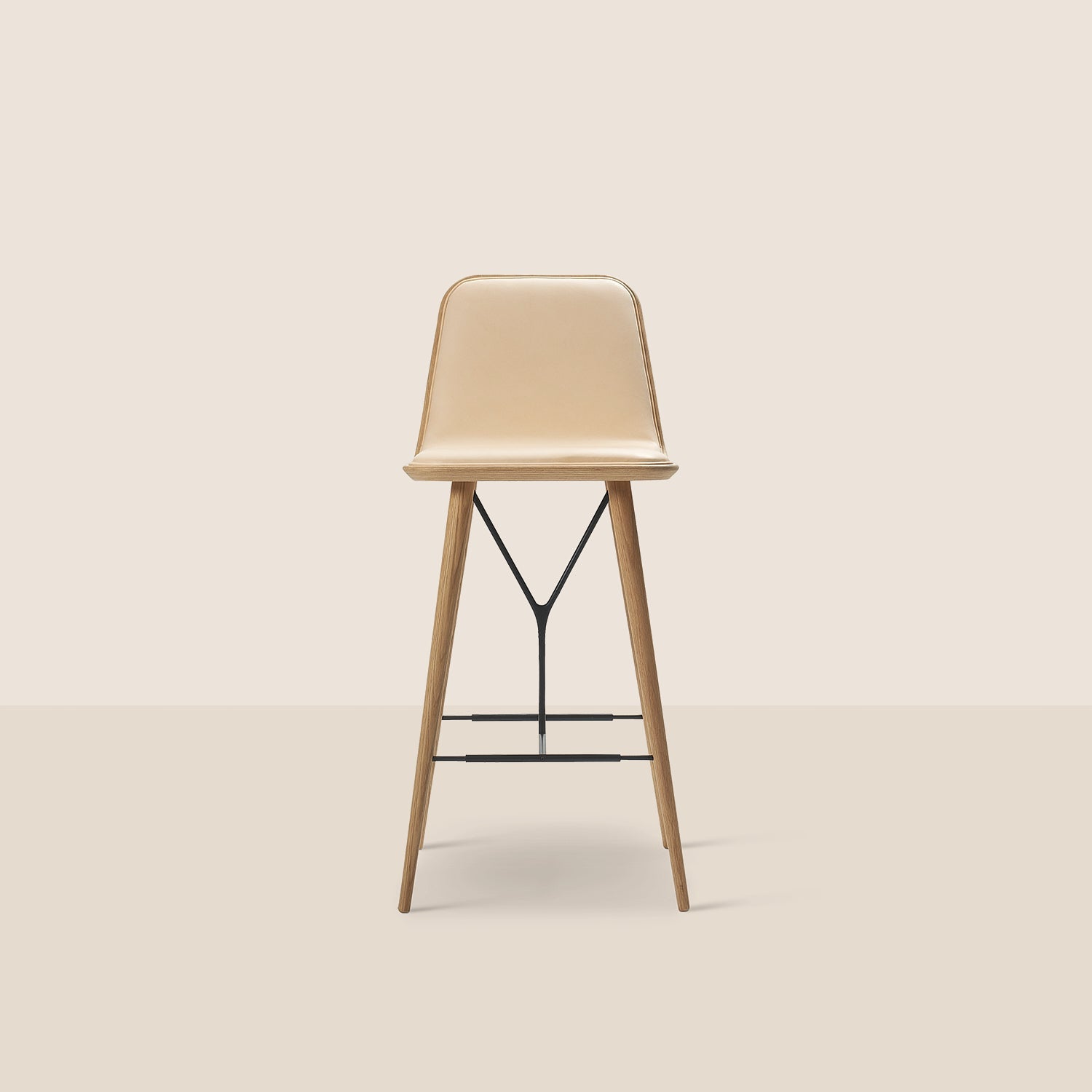 Spine Bar/Counter Stool with Back - Wood Base